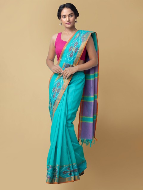 

Unnati Silks Turquoise Blue Woven Design Saree