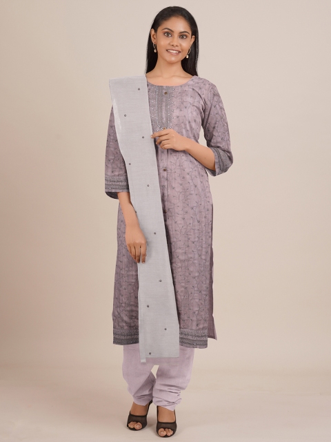 

Pothys Grey Embroidered Unstitched Dress Material