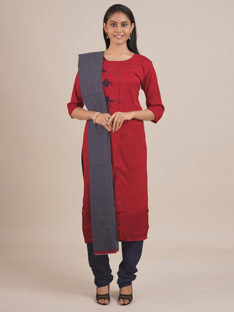 

Pothys Red Unstitched Dress Material