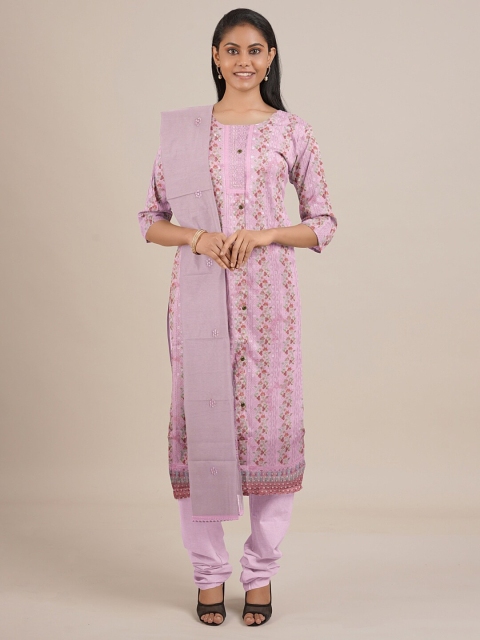 

Pothys Pink Printed Unstitched Dress Material