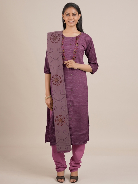 

Pothys Lavender Printed Unstitched Dress Material