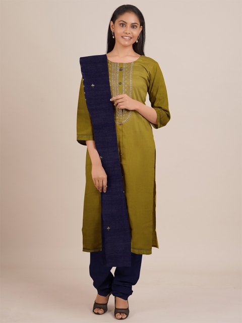 

Pothys Green & Blue Unstitched Dress Material