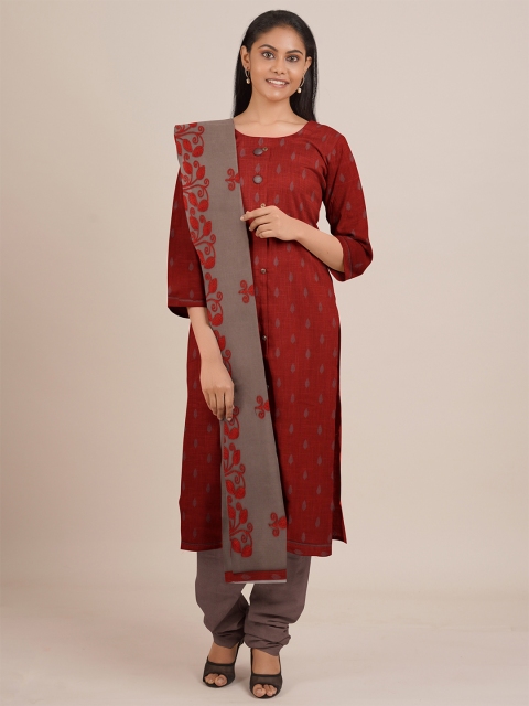 

Pothys Orange & Grey Unstitched Dress Material