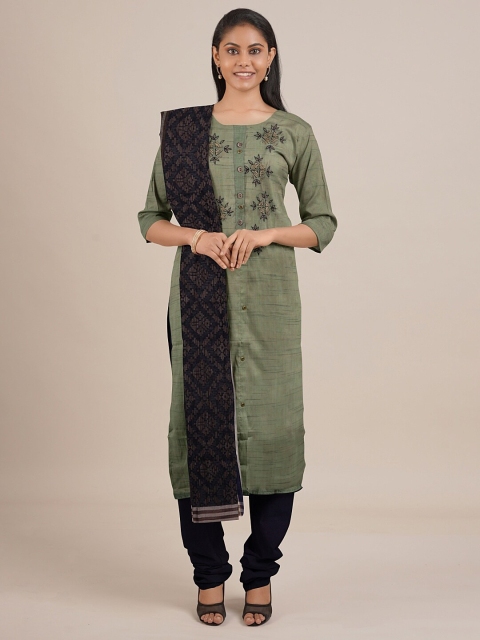 

Pothys Green Unstitched Dress Material