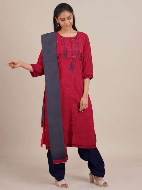 

Pothys Pink Printed Unstitched Dress Material