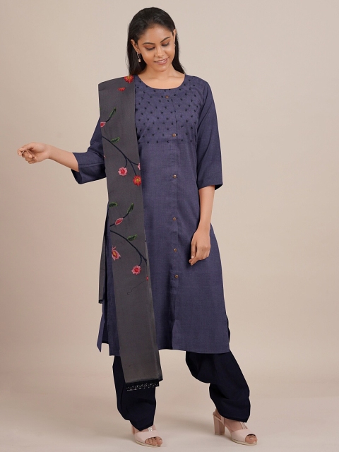 

Pothys Grey Printed Unstitched Dress Material