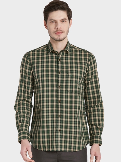 

ColorPlus Men Green and Yellow Tailored Fit Tartan Checked Casual Shirt