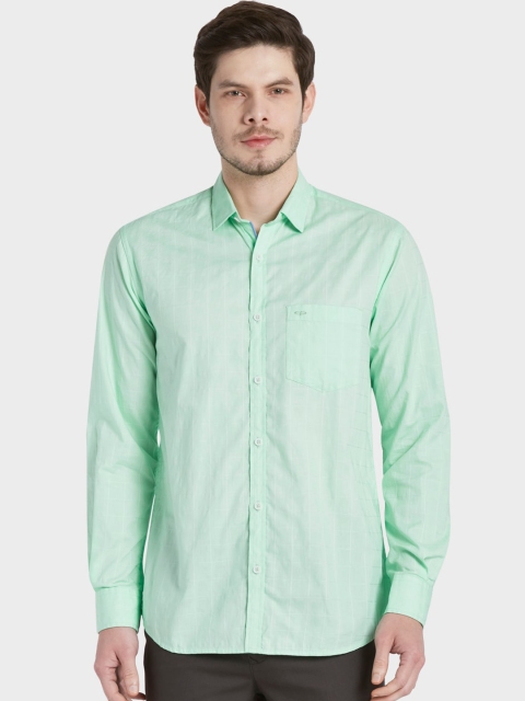 

ColorPlus Men Green & White Windowpane Checked Tailored Fit Casual Shirt