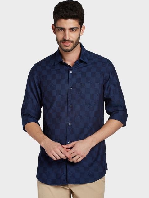 

ColorPlus Men Blue Checked Regular Fit Casual Shirt