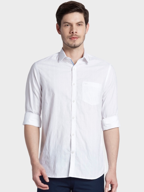 

ColorPlus Men White Checked Tailored Fit Casual Shirt