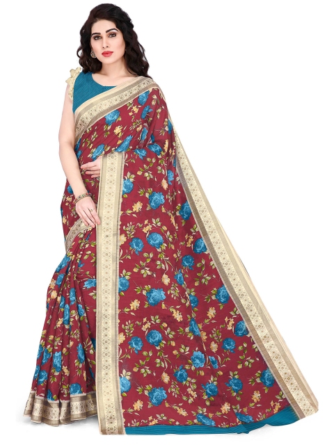 

KALINI Red & Blue Floral Bagh Printed Saree