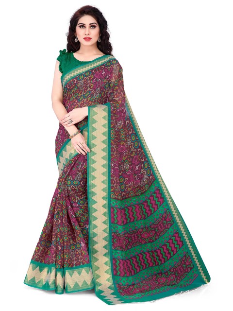 

KALINI Maroon & Green Abstract Printed Saree