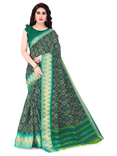 

KALINI Grey & Green Ethnic Motifs Designer Saree