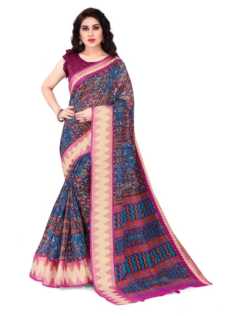 

KALINI Pink & Blue Printed Saree
