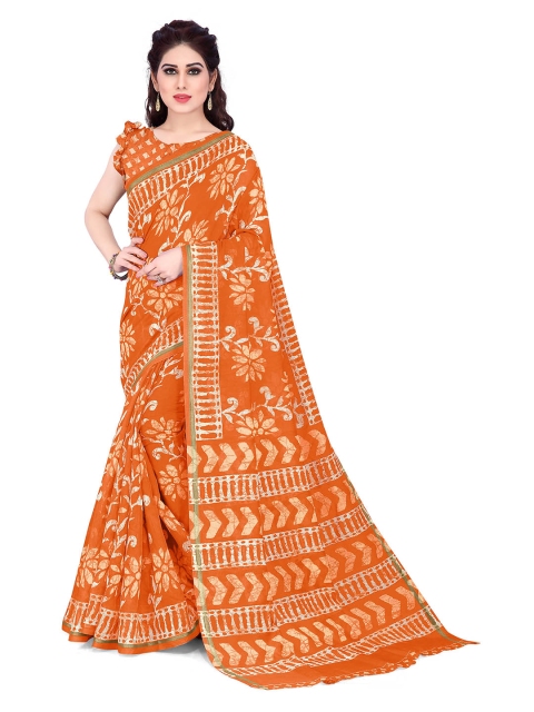 

KALINI Orange & White Ethnic Motifs Printed Saree