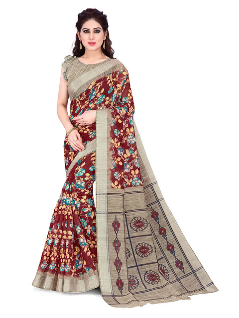

KALINI Women Maroon & Beige Floral Printed Saree