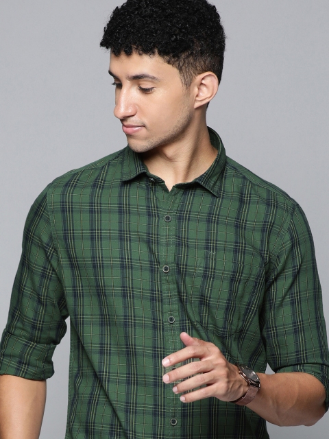 

Flying Machine Men Green Slim Fit Tartan Checks Checked Casual Pure Cotton Shirt