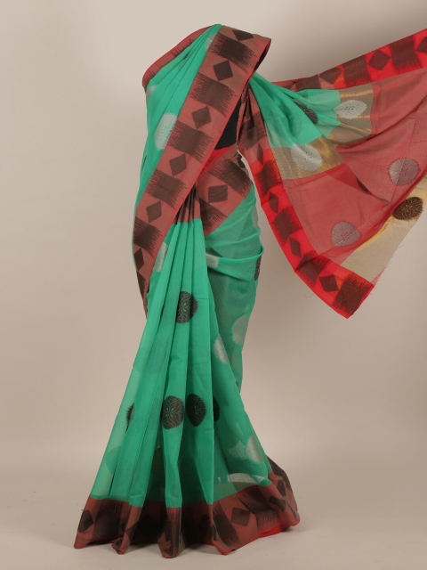 

Pothys Green & Red Floral Saree