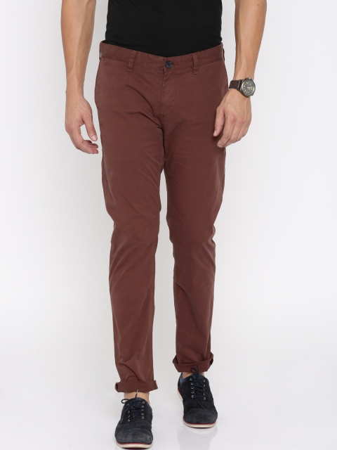 

Solly Jeans Co. by Allen Solly Men Maroon Solid Chinos