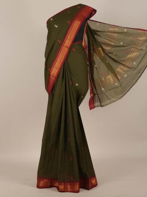 

Pothys Green & Maroon Ethnic Motifs Pure Cotton Saree