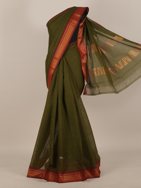 

Pothys Green & Maroon Checked Pure Cotton Saree