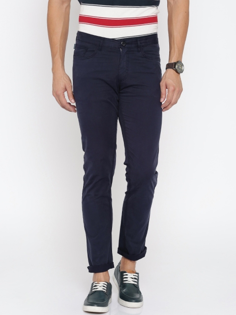 

Allen Solly Men Navy Solid Chinos, Navy blue