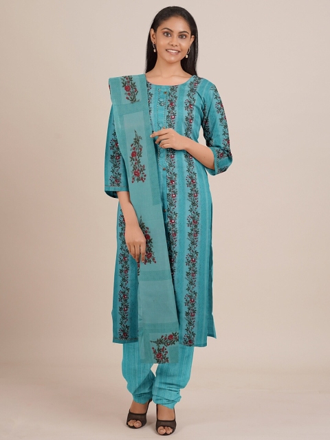 

Pothys Blue Printed Unstitched Dress Material