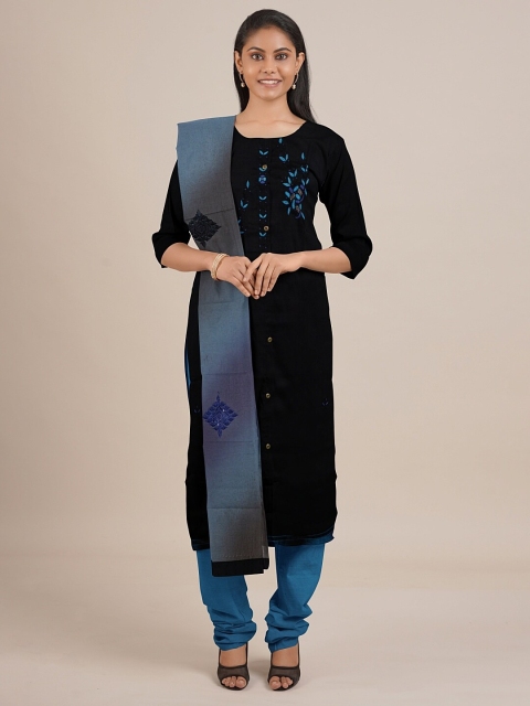 

Pothys Black Unstitched Dress Material