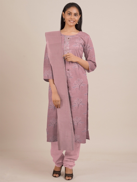 

Pothys Pink Printed Unstitched Dress Material