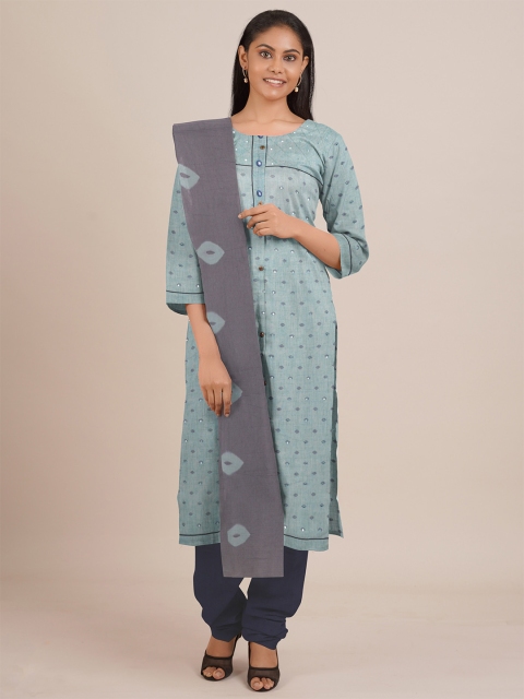 

Pothys Green Unstitched Dress Material