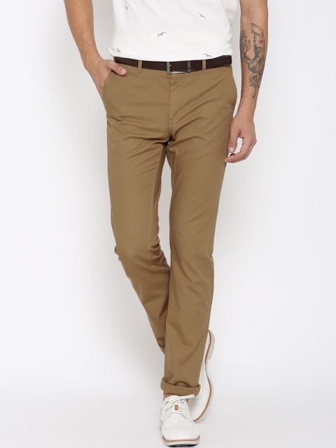 

Allen Solly Men Brown Solid Custom Fit Flat-Front Casual Trousers
