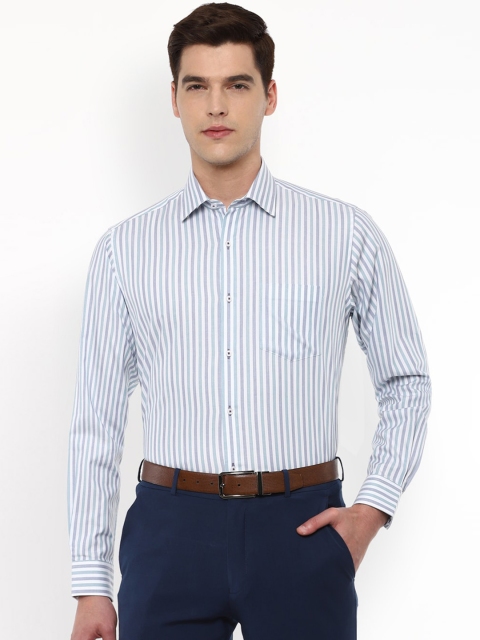 

Van Heusen Men Blue Striped Pure Cotton Formal Shirt