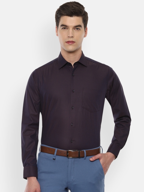 

Van Heusen Men Purple Textured Pure Cotton Formal Shirt