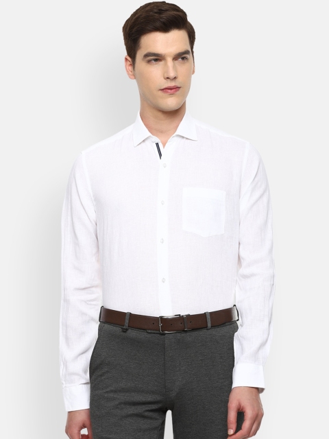 

Van Heusen Men White 100% Linen Solid Formal Shirt
