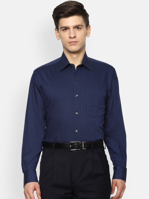 

Louis Philippe Men Navy Blue Self Design Formal Shirt