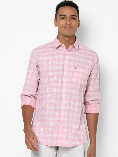 

Allen Solly Men Pink & White Pure Cotton Slim Fit Checked Casual Shirt