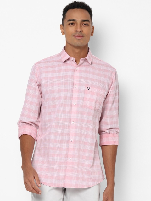 

Allen Solly Men Pink Slim Fit Checked Pure Cotton Casual Shirt