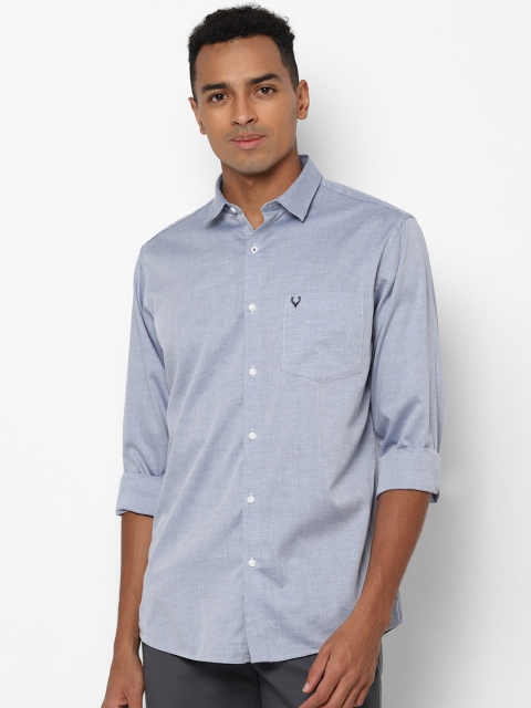 

Allen Solly Men Blue Pure Cotton Slim Fit Textured Casual Shirt