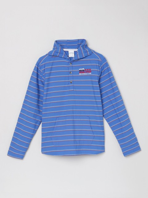

max Boys Blue Horizontal Striped Pure Cotton Casual Shirt