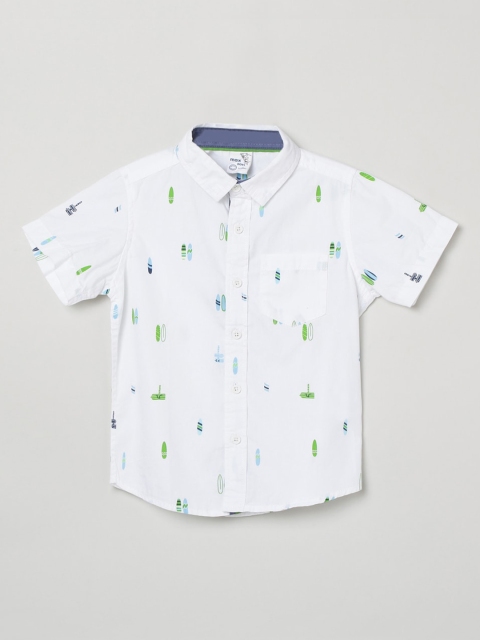 

max Boys White Printed Casual Shirt