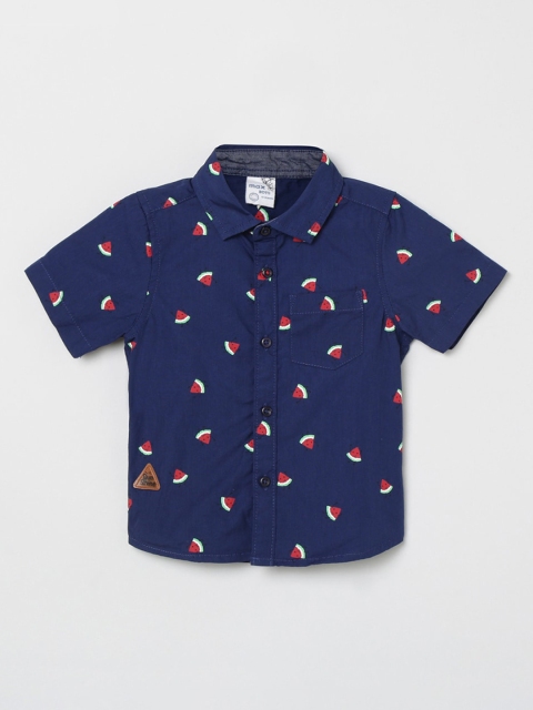 

max Boys Blue Conversational Printed Pure Cotton Casual Shirt