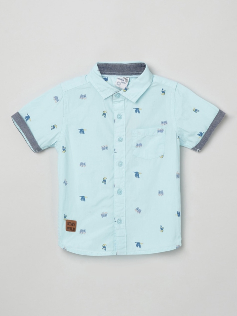 

max Boys Blue Printed Casual Shirt