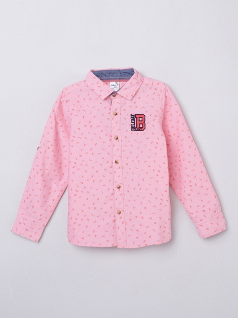 

max Boys Pink Printed Casual Shirt