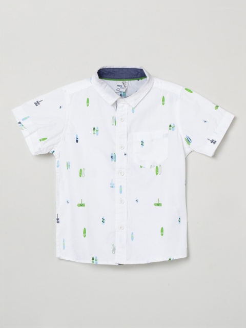 

max Boys White Printed Casual Shirt