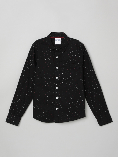 

max Boys Black Pure Cotton Printed Casual Shirt