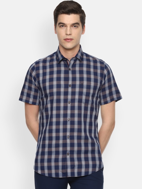 

Van Heusen Sport Men Navy Blue & White Slim Fit Checked Casual Shirt