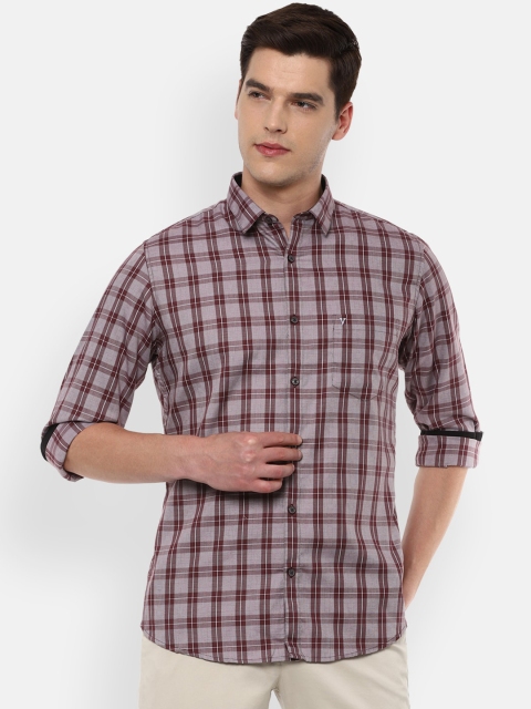 

Van Heusen Sport Men Maroon Slim Fit Tartan Checks Checked Pure Cotton Casual Shirt