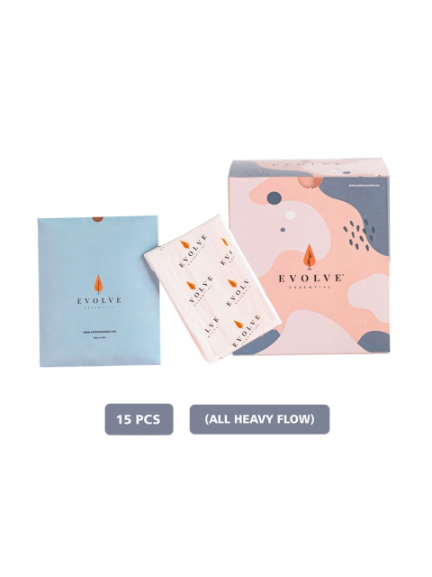 

Evolve Essential Pack of 15 Rash-free Heavy Flow Eco-safe Sanitary Napkin, Peach