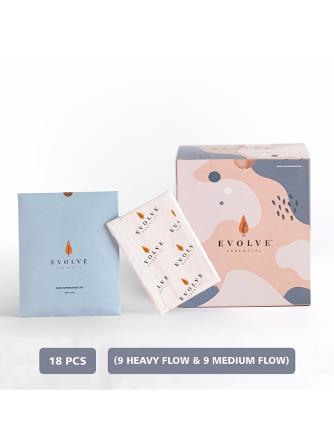 

Evolve Essential Pack of 18 Rash-free Eco-safe Heavy & Medium Flow Sanitary Napkin, Peach