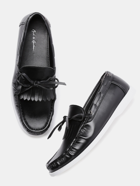

Mast & Harbour Men Black Solid Regular Boat Shoes